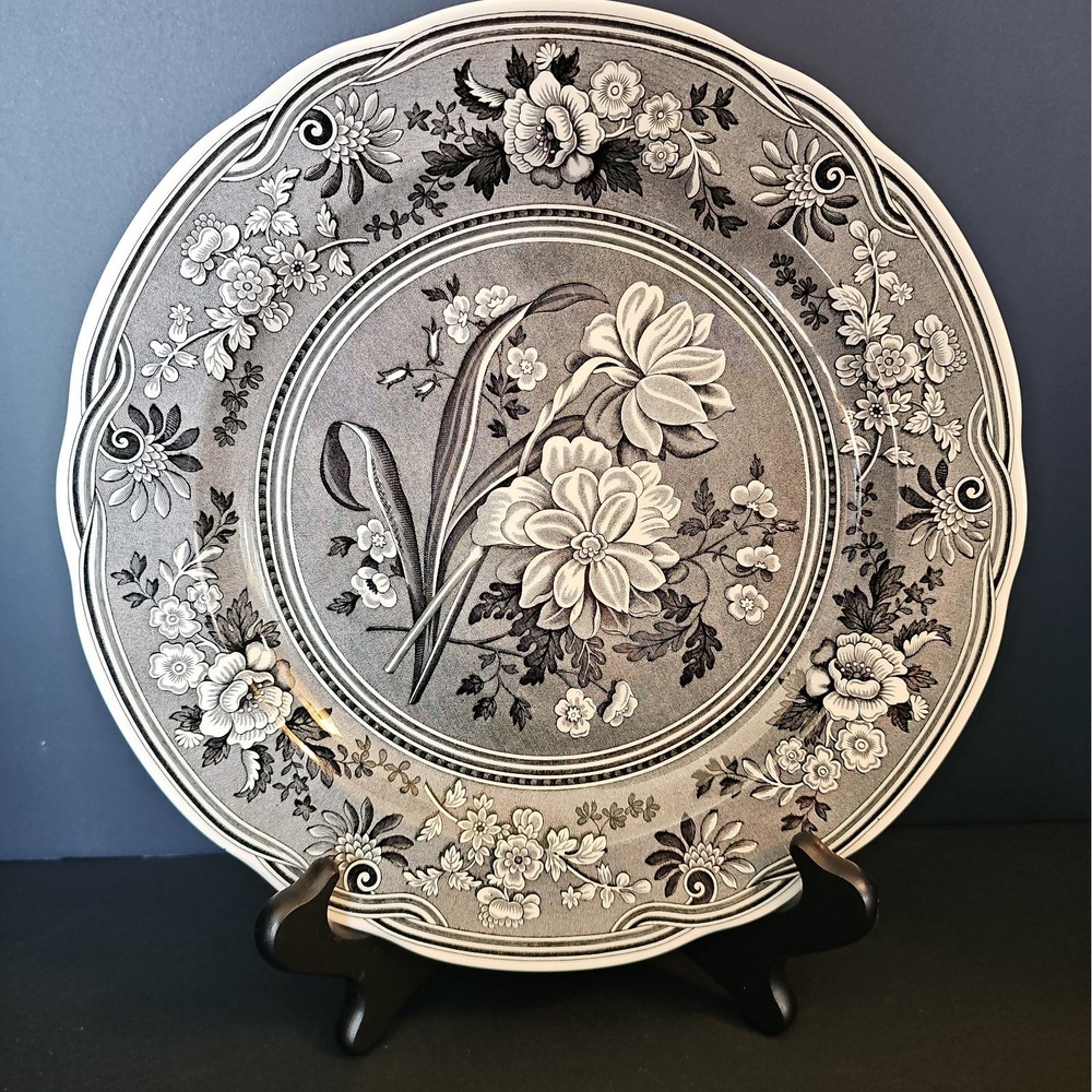 Spode Archive Collection Georgian Series Collector Art Plate B&W Floral -R6